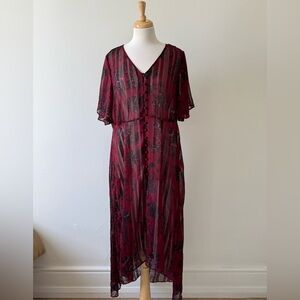 Additionnelle Plus Size Sheer Festival Duster Dress | Boho Floral Button Front